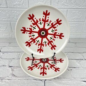 Longaberger Christmas Snowflake Luncheon Plate Set of 2